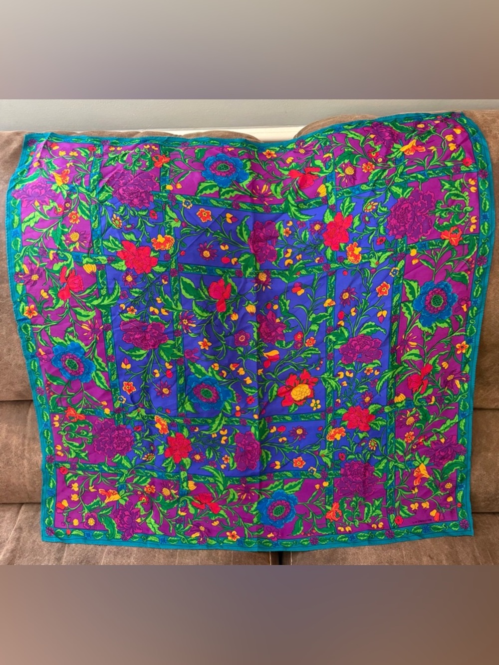 Vintage Liz Claiborne Vibrant Silk Scarf 30" Square